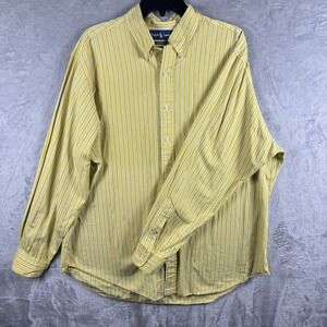 Polo Ralph Lauren Men's 17 1/2 Button Down Long Sleeve Shirt Size Striped Yellow